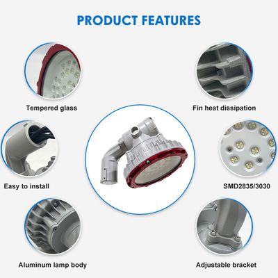 IP65 водонепроницаемые взрывозащищенные светильники с 8 мм взрывозащищенным закаленным стеклом и технологией SMD2835/3030 LED