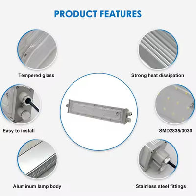 IP65 SMD2835 светодиодный взрывостойкий линейный свет с алюминиевым закаленным стеклом для опасных мест