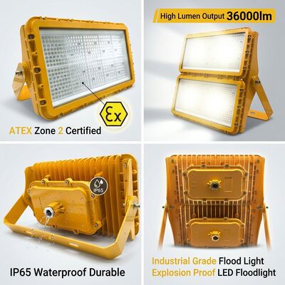 600W Explosion Proof LED Flood Light ATEX Zone 21 Zone 22 Dust Proof Anti-Static 78000lm IP66 Aluminum Lighting
