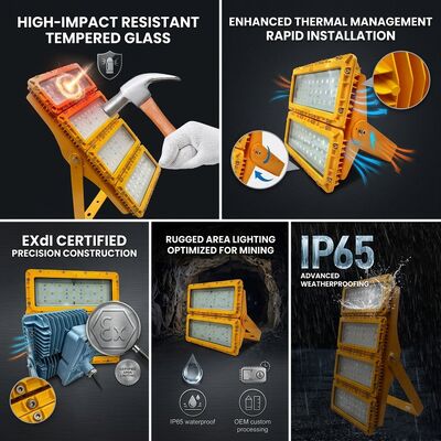 ATEX Ex db mb IIb T6 600 Вт Светодиодный взрывозащищенный прожектор LUMILEDS LM-80 72000LM IP65 Освещение для опасных зон на больших площадях