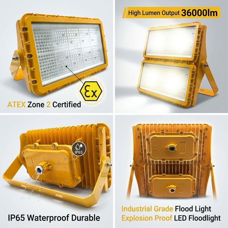 600W Explosion Proof LED Flood Light ATEX Zone 21 Zone 22 Dust Proof Anti-Static 78000lm IP66 Aluminum Lighting